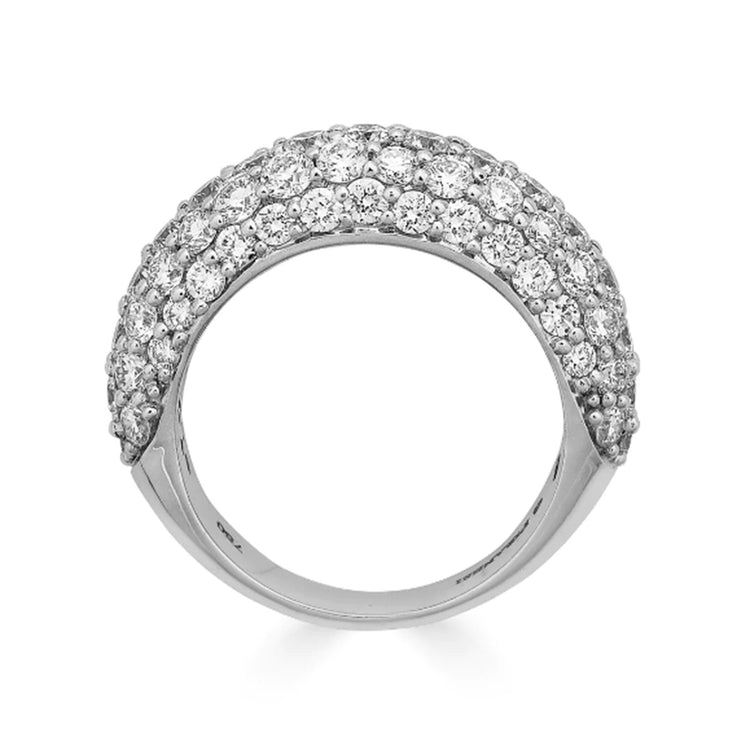Small dome ring featuring round-cut diamonds set in 18K white gold