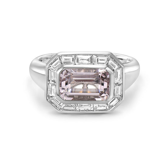 Charles Krypell Emerald Cut Morganite Frame Ring