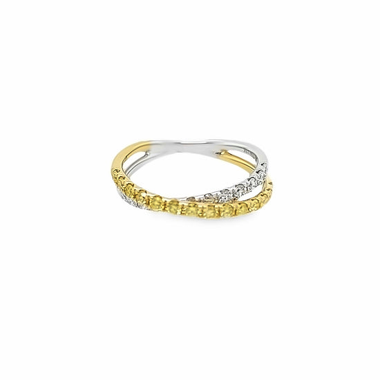 Yellow and White Diamond Twisted Ring