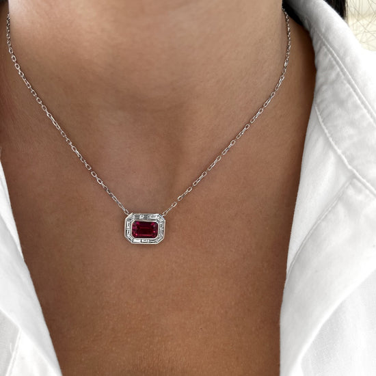 Charles Krypell Emerald Cut Rubellite Tourmaline Frame Pendant