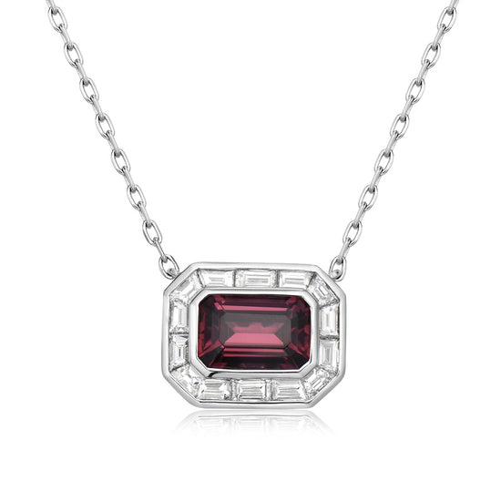 Charles Krypell Emerald Cut Rubellite Tourmaline Frame Pendant