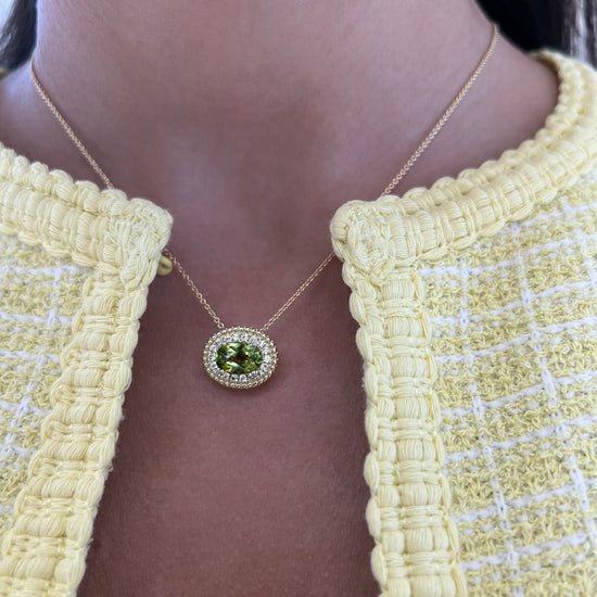 East to West Oval Peridot Pendant