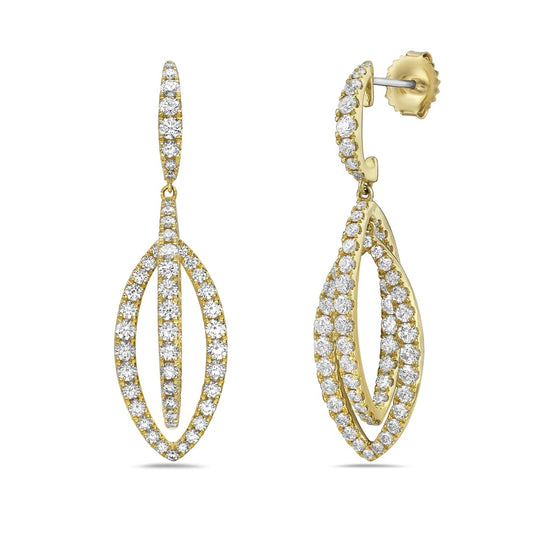 Charles Krypell Double Marquise Shape Diamond Drop Earrings in White Gold