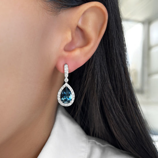 Charles Krypell Pear Shape Aquamarine Drop Earrings