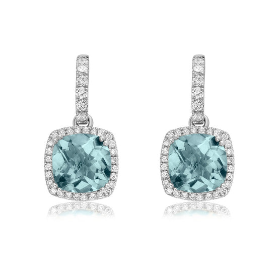 Charles Krypell Cushion Cut Aquamarine Drop Earrings