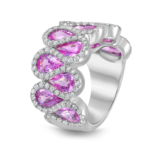 Charles Krypell Pear Shaped Pink Sapphire Halfway Ring