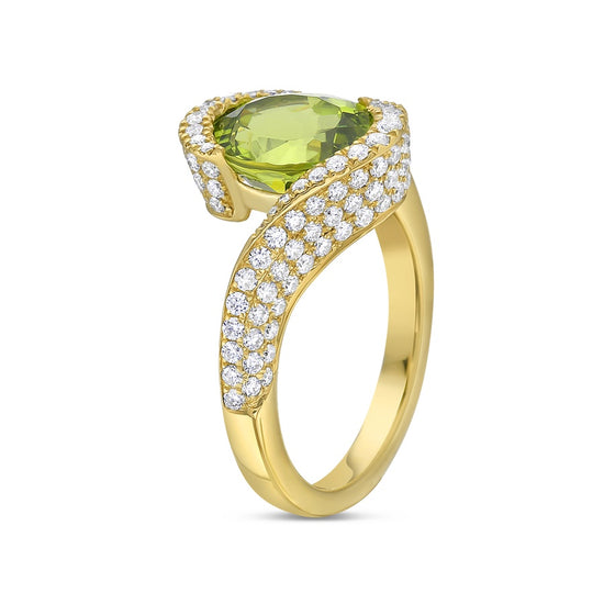 Charles Krypell Semi Bezel Pavé Aquamarine Ring