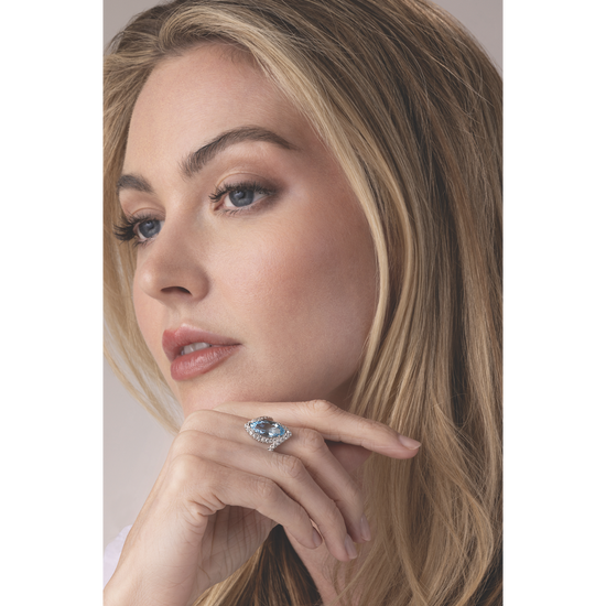 Charles Krypell Stencil Marquise Shape Aquamarine Ring