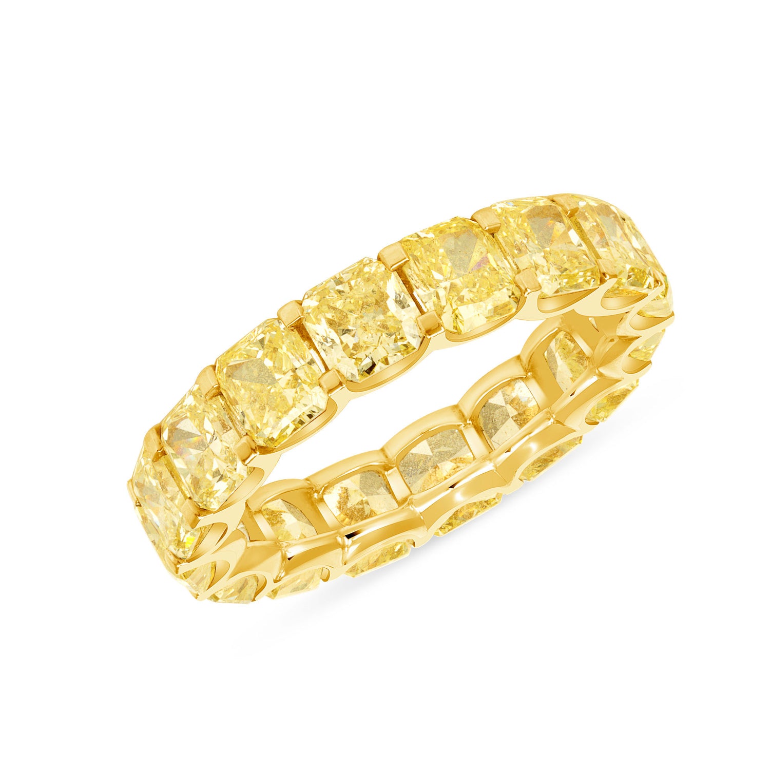 7.93 fancy yellow diamond eternity band on yellow gold