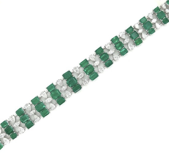 Emerald and White Diamond Bracelet