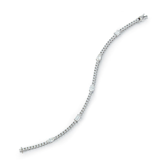 Alternating Multi Shape Diamond Tennis Bracelet