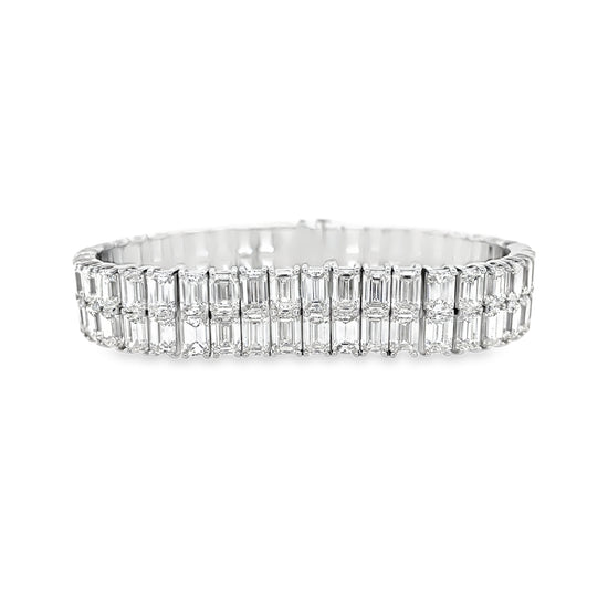 2 Row Emerald Cut Diamond Bracelet