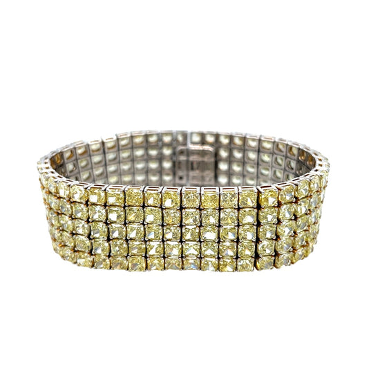 80CT 5-Row Yellow Diamond Bracelet