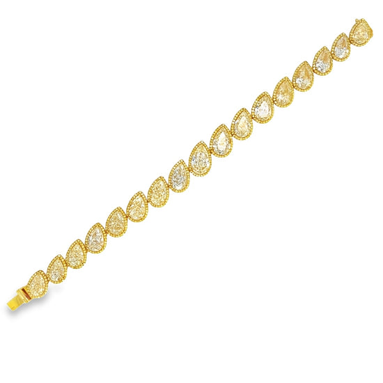 34CT Fancy Yellow Pear Cut Diamond Bracelet