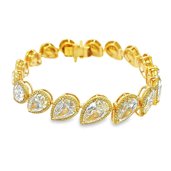 34CT Fancy Yellow Pear Cut Diamond Bracelet