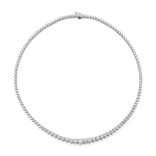 3 Prong Graduated Diamond Tennis Necklace