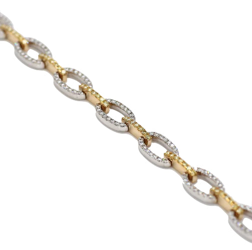 Yellow and White Diamond Chain Bracelet
