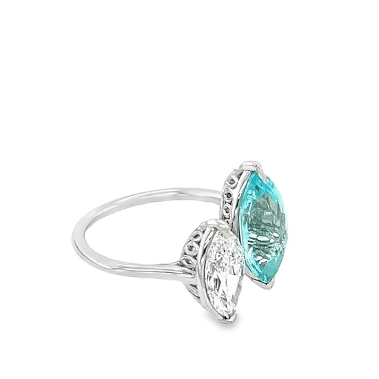 Paraiba and Diamond Ring