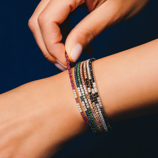 Extensible ATP Tsavorite & White Diamond Stretch Tennis Bracelet