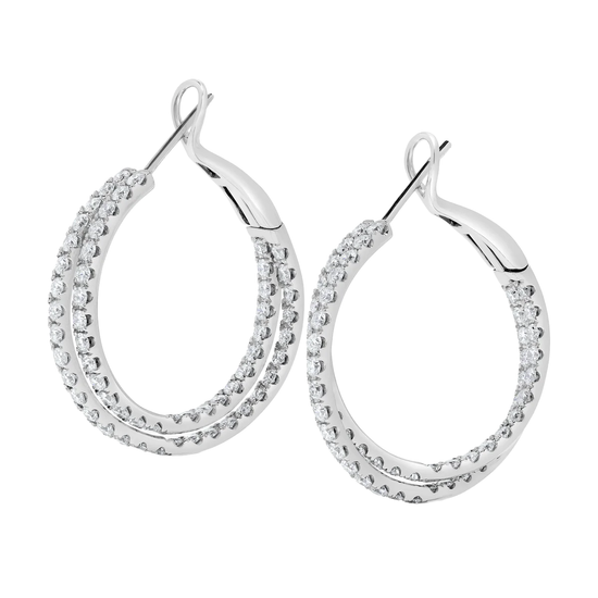 Diamond and White Gold Twist Hoop Earrings