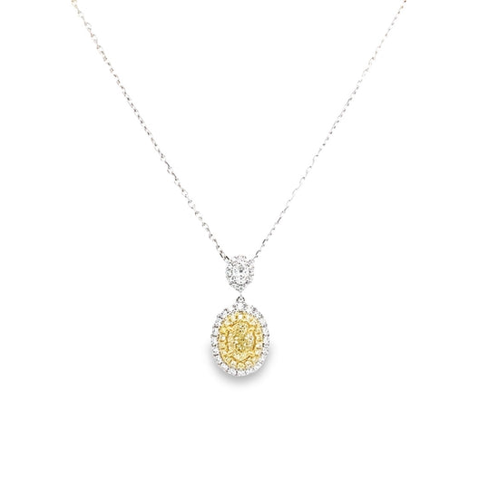 Yellow and White Diamond Oval Pendant