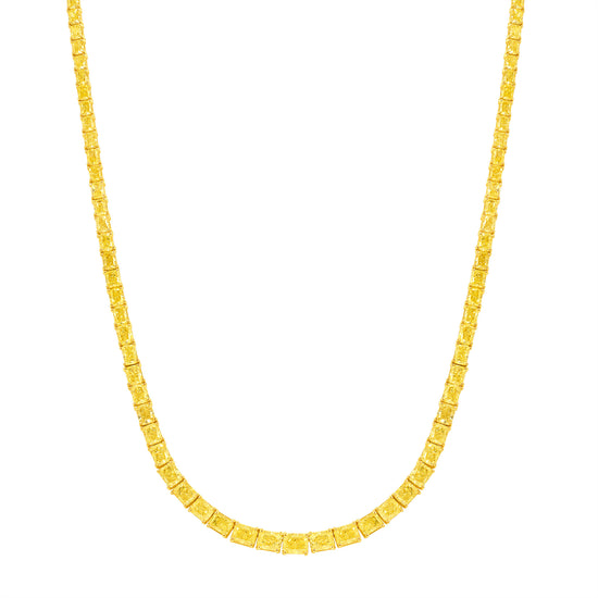 Fancy Yellow Diamond Tennis Necklace