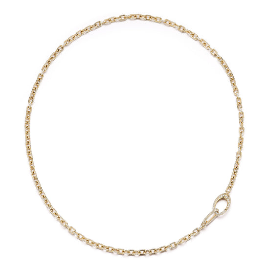 Pave Micro Link and Pave Clasp Diamond Necklace