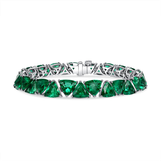 Trillion Cut Emerald Bracelet