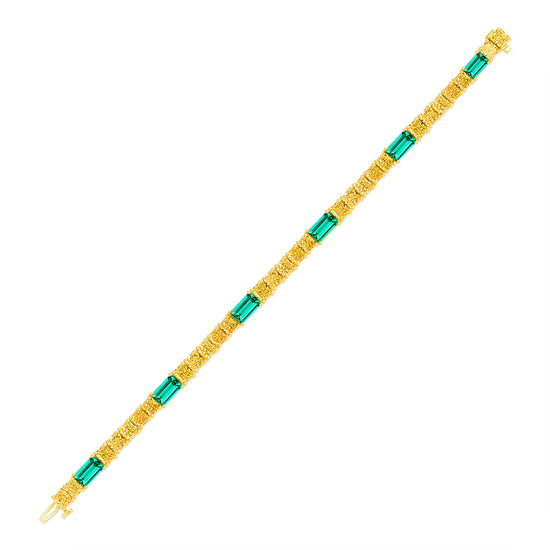 Fancy Yellow Diamond and Emerald Bracelet