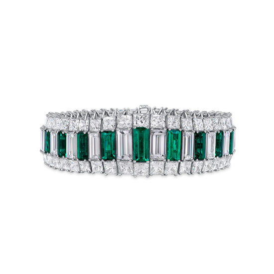 53.52CT Emerald and Diamond Bracelet