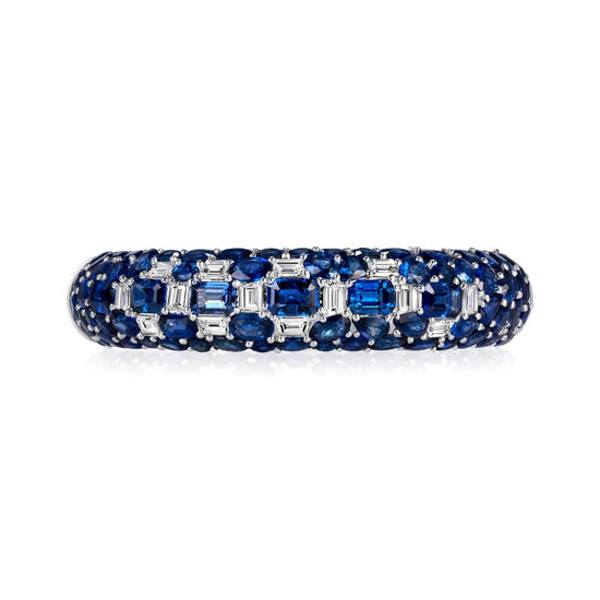 Mixed Cut Sapphire and White Diamond Bangle