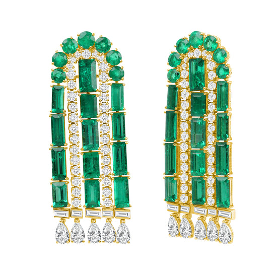 Emerald Arched Dangle Earrings