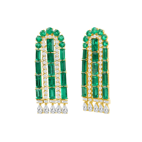 Emerald Arched Dangle Earrings