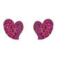 Pink Sapphire Wave Heart Medium Stud Earrings