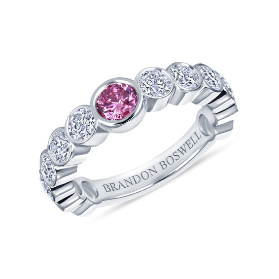 Brandon Boswell Halfway Eternity Band with Argyle Pink Diamond Center Stone
