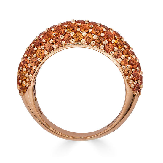 Small Dome Ring in Orange Sapphires