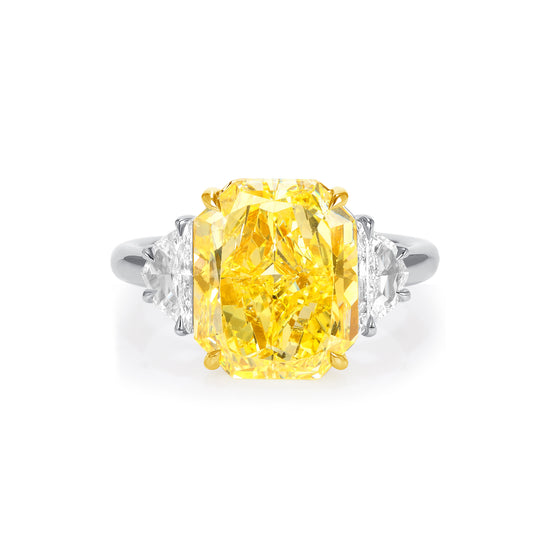 7CT Fancy Intense Yellow Radiant Cut Diamond Ring