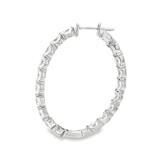 Oval Diamond Hoop Earrings
