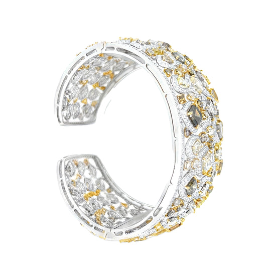 Fancy Color and Mix-Shaped Diamond Cuff Bracelet