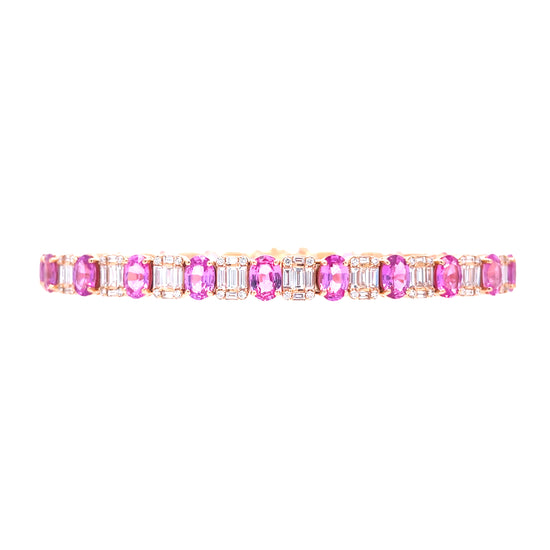 Pink Sapphire and Diamond Alternating Bracelet