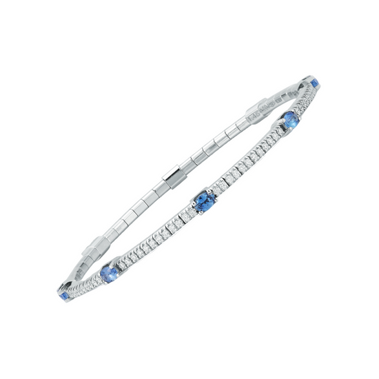 3.90CT Diamond Oval Blue Sapphire Stretch Bracelet