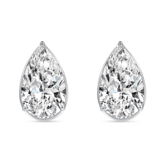 Pear Cut Bezel Set Diamond Earrings