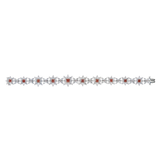 J Fine Deep Pink Diamond Floral Bracelet