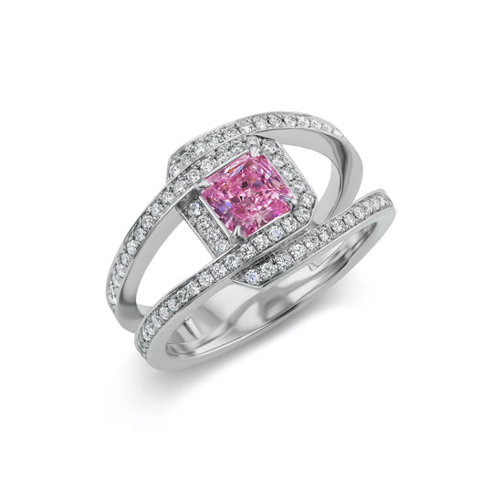 J Fine Radiant Intense Purple Pink Cross Over Ring