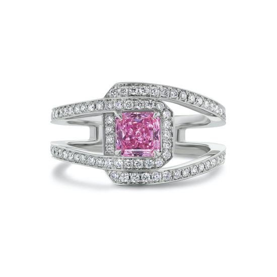 J Fine Radiant Intense Purple Pink Cross Over Ring
