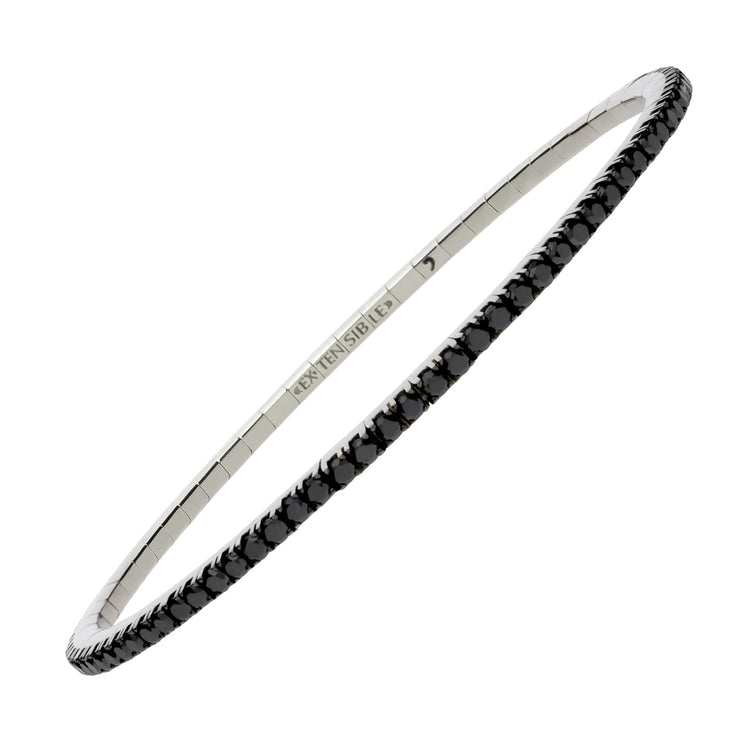 18K gold stretch tennis bracelet with 2.60 ct round-cut black diamonds