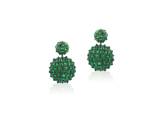 Round tsavorite adorned earrings on 18K white gold
