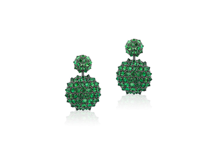 Round tsavorite adorned earrings on 18K white gold