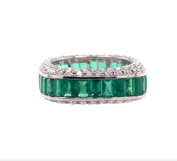 Baguette Green Emerald Ring