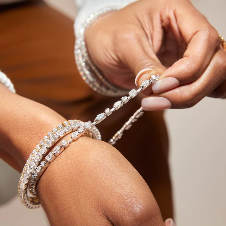 5.87 CT Multi-Shape Diamond Stretch Tennis Bracelet